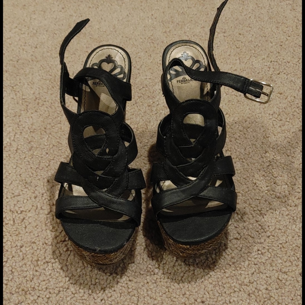 High heeled sandal wedges